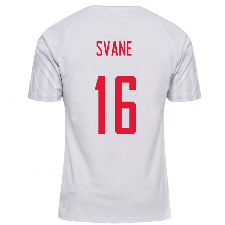 Hombre Camiseta Dinamarca Katrine Svane #16 Blanco 2ª Equipación 22-24