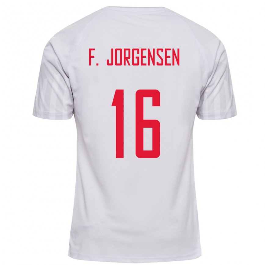 Hombre Camiseta Dinamarca Filip Jorgensen #16 Blanco 2ª Equipación 22-24