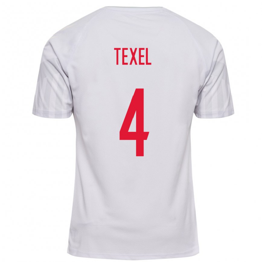 Hombre Camiseta Dinamarca Pontus Texel #4 Blanco 2ª Equipación 22-24