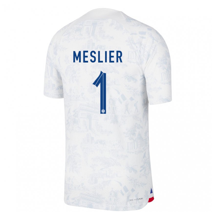 Hombre Camiseta Francia Illan Meslier #1 Blanco Azul 2ª Equipación 22-24