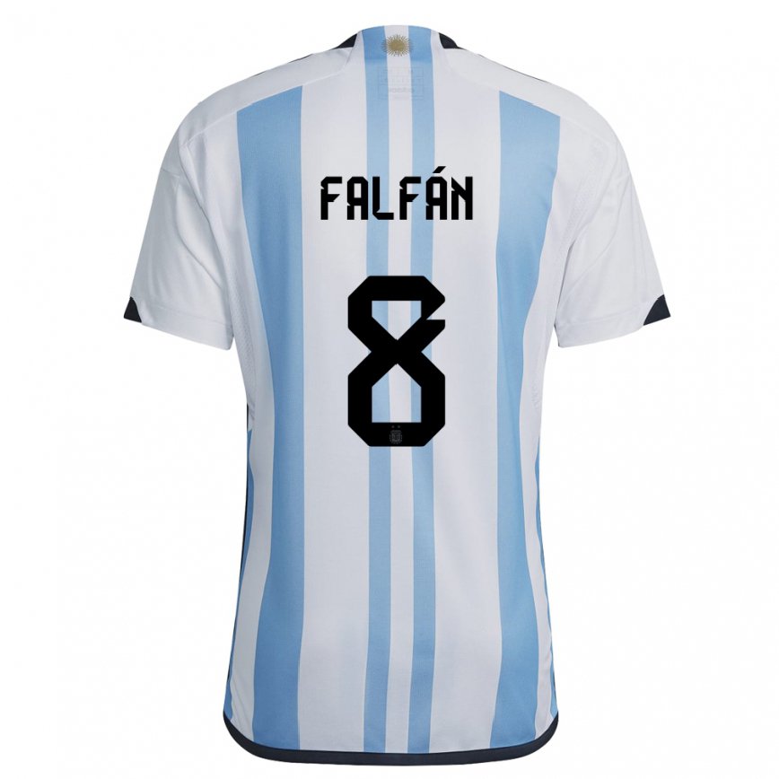 Mujer Camiseta Argentina Daiana Falfan #8 Blanco Cielo Azul 1ª Equipación 22-24