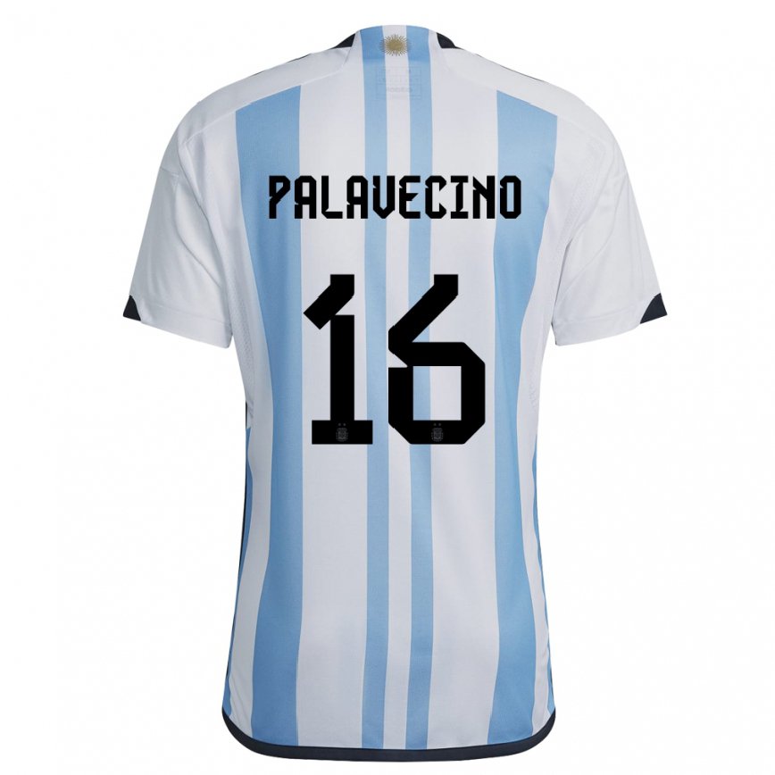 Mujer Camiseta Argentina Nicolas Palavecino #16 Blanco Cielo Azul 1ª Equipación 22-24