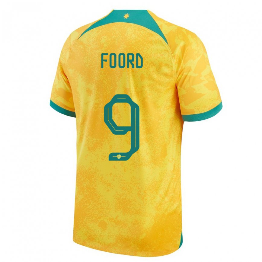 Mujer Camiseta Australia Caitlin Foord #9 Dorado 1ª Equipación 22-24