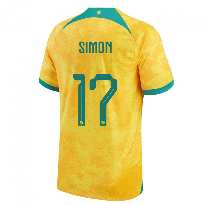 Mujer Camiseta Australia Kyah Simon #17 Dorado 1ª Equipación 22-24