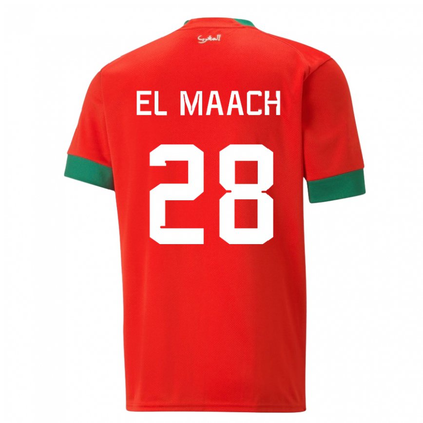 Mujer Camiseta Marruecos Fouad El Maach #28 Rojo 1ª Equipación 22-24