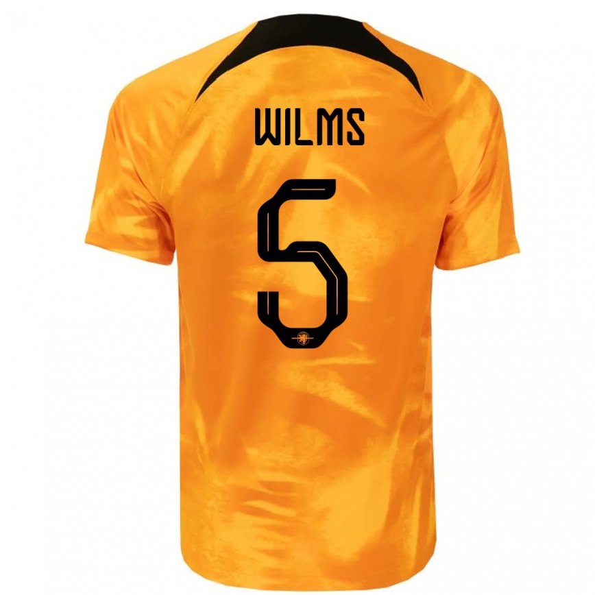 Mujer Camiseta Países Bajos Lynn Wilms #5 Naranja Láser 1ª Equipación 22-24