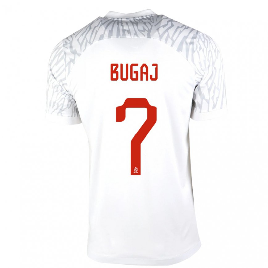 Mujer Camiseta Polonia Dawid Bugaj #7 Blanco 1ª Equipación 22-24