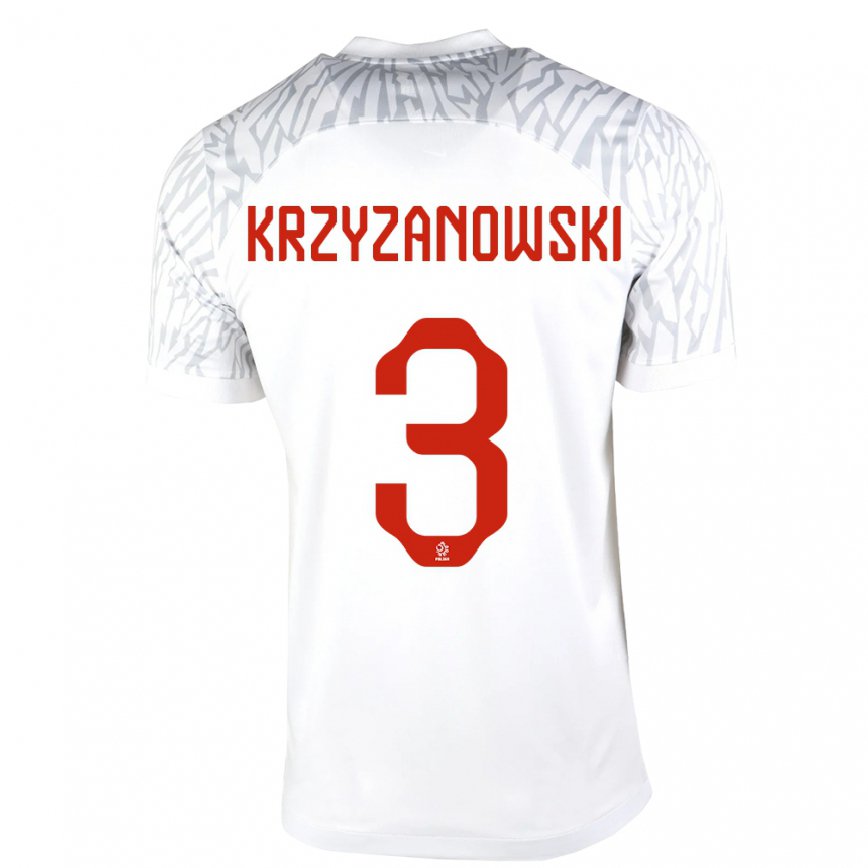 Mujer Camiseta Polonia Jakub Krzyzanowski #3 Blanco 1ª Equipación 22-24