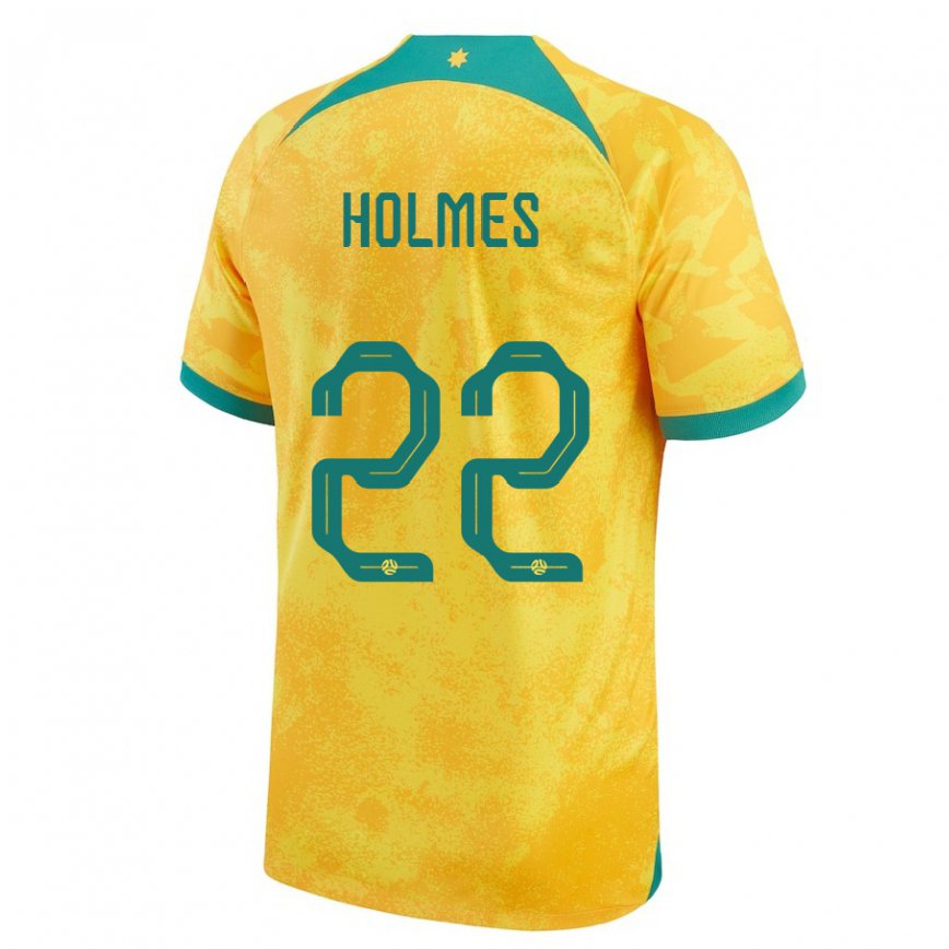 Mujer Camiseta Australia Jordan Holmes #22 Dorado 1ª Equipación 22-24