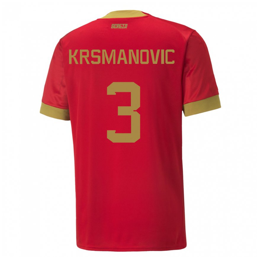 Mujer Camiseta Serbia Nemanja Krsmanovic #3 Rojo 1ª Equipación 22-24