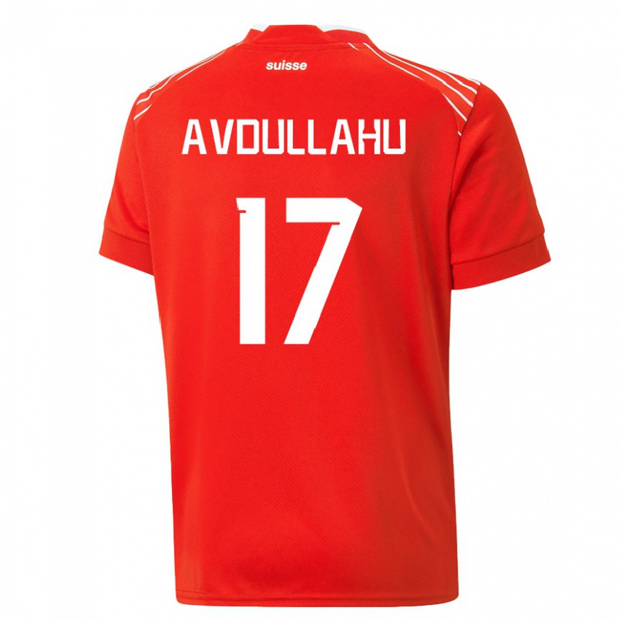 Mujer Camiseta Suiza Leon Avdullahu #17 Rojo 1ª Equipación 22-24