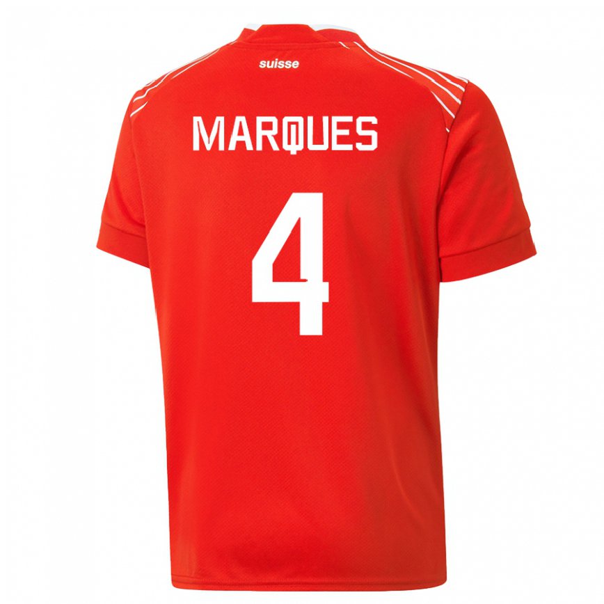 Mujer Camiseta Suiza Christian Marques #4 Rojo 1ª Equipación 22-24