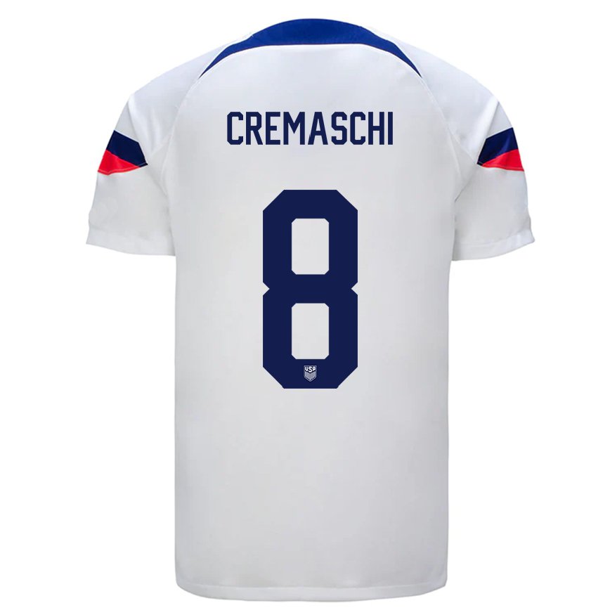 Mujer Camiseta Estados Unidos Benjamin Cremaschi #8 Blanco 1ª Equipación 22-24