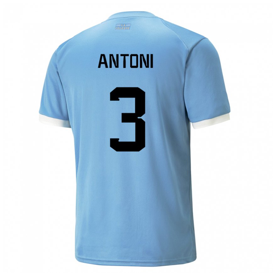 Mujer Camiseta Uruguay Mateo Antoni #3 Azul 1ª Equipación 22-24