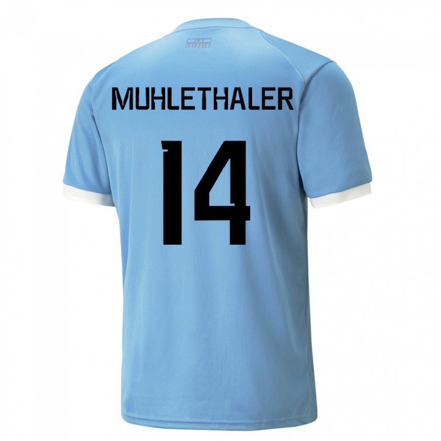 Mujer Camiseta Uruguay Stiven Muhlethaler #14 Azul 1ª Equipación 22-24