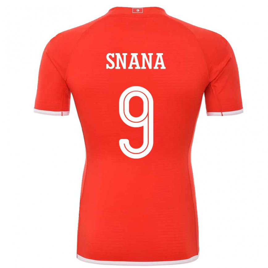 Mujer Camiseta Túnez Youssef Snana #9 Rojo 1ª Equipación 22-24