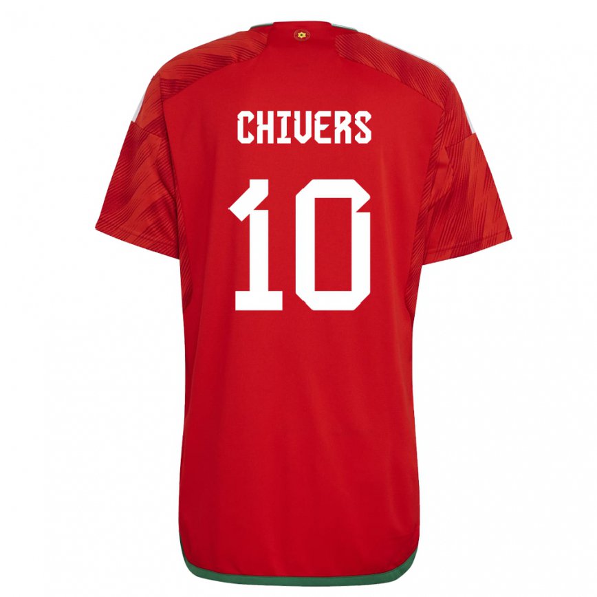 Mujer Camiseta Gales Chloe Chivers #10 Rojo 1ª Equipación 22-24