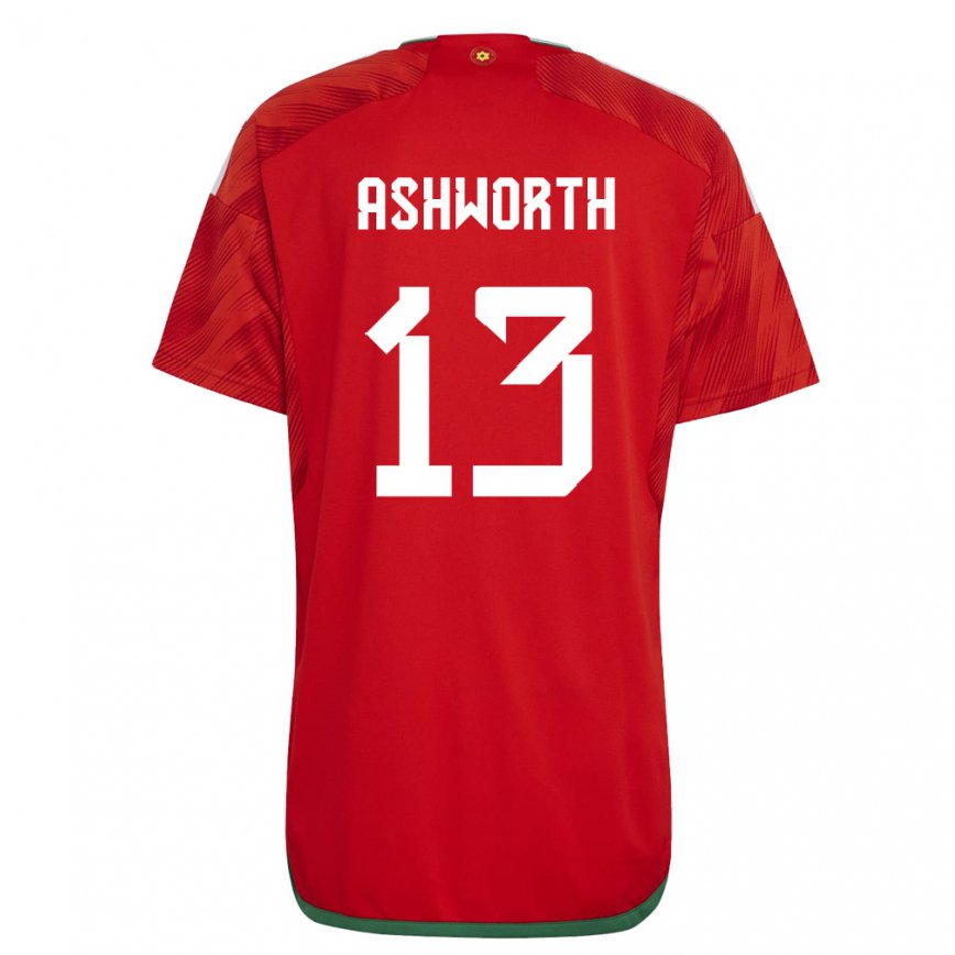 Mujer Camiseta Gales Fin Ashworth #13 Rojo 1ª Equipación 22-24