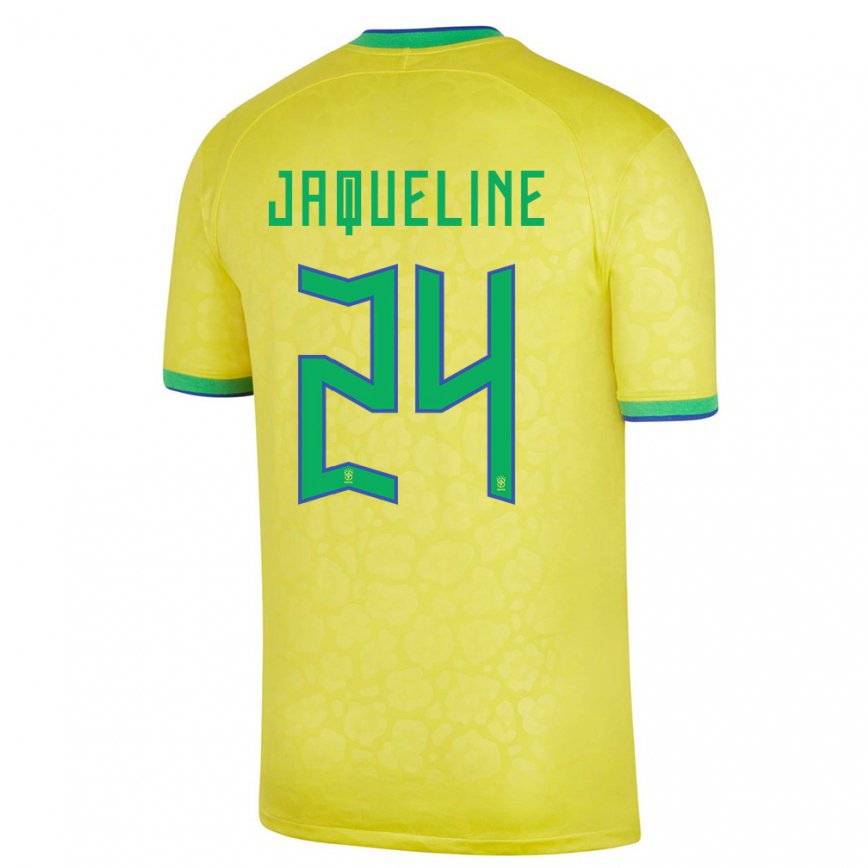 Mujer Camiseta Brasil Jaqueline #24 Amarillo 1ª Equipación 22-24