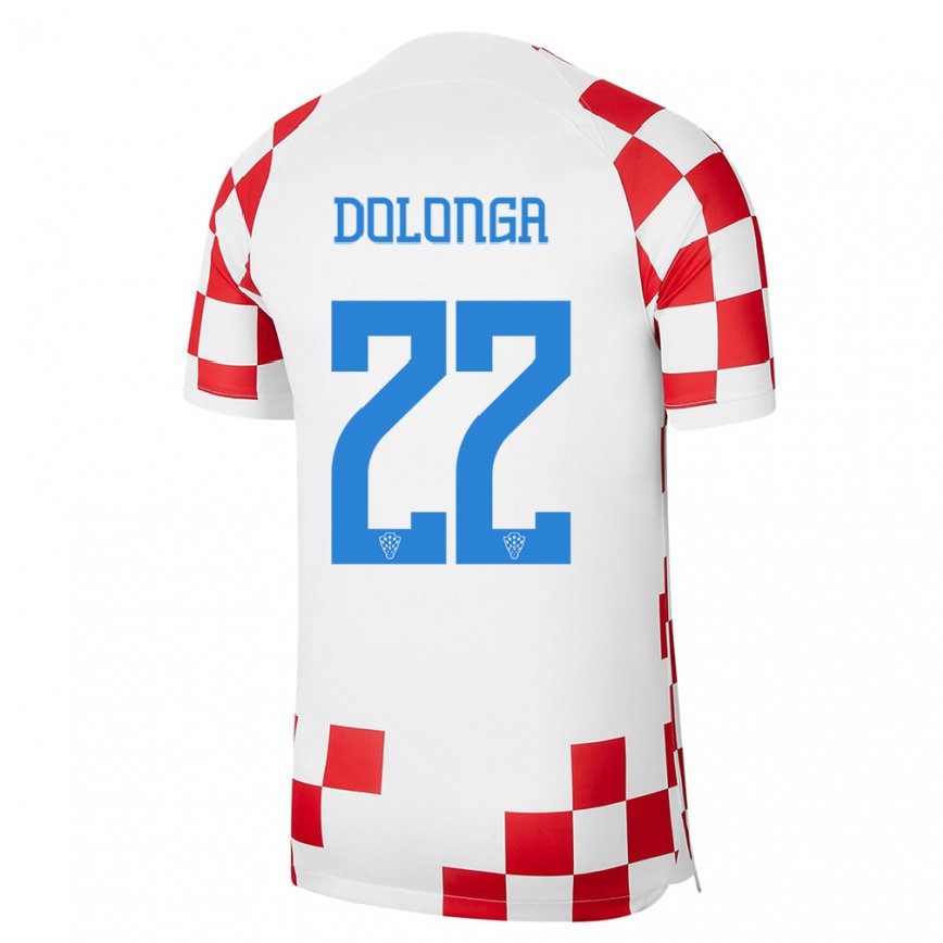 Mujer Camiseta Croacia Niko Dolonga #22 Rojo Blanco 1ª Equipación 22-24