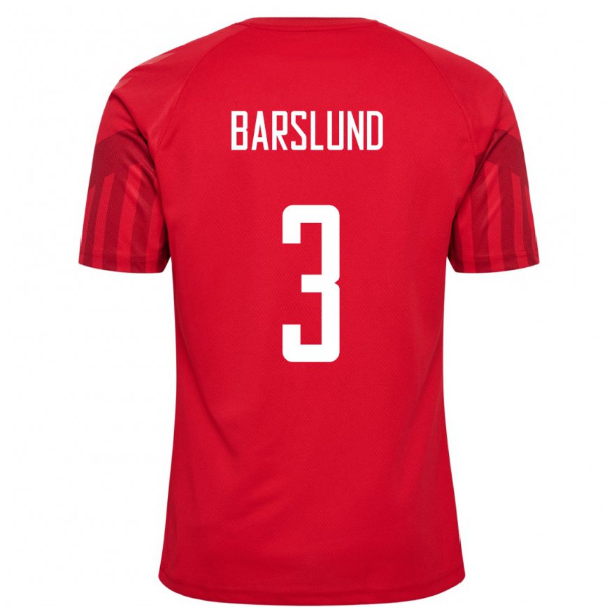 Mujer Camiseta Dinamarca Kaare Barslund #3 Rojo 1ª Equipación 22-24