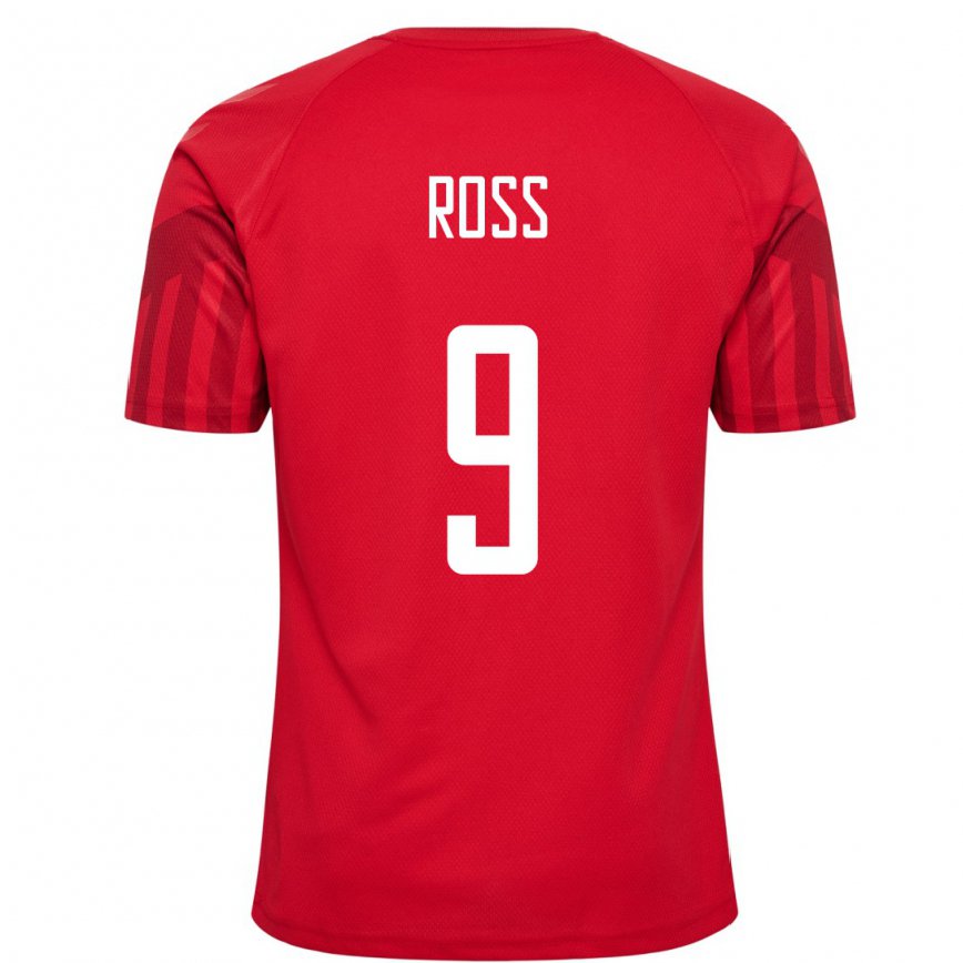 Mujer Camiseta Dinamarca Oliver Ross #9 Rojo 1ª Equipación 22-24