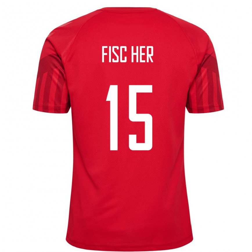 Mujer Camiseta Dinamarca Mikkel Fischer #15 Rojo 1ª Equipación 22-24