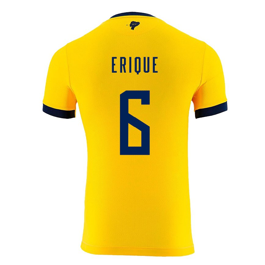 Mujer Camiseta Ecuador Yeltzin Erique #6 Amarillo 1ª Equipación 22-24
