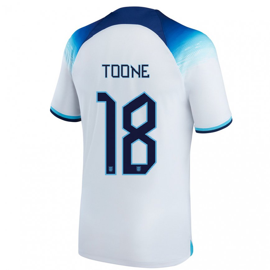 Mujer Camiseta Inglaterra Ella Toone #18 Blanco Azul 1ª Equipación 22-24