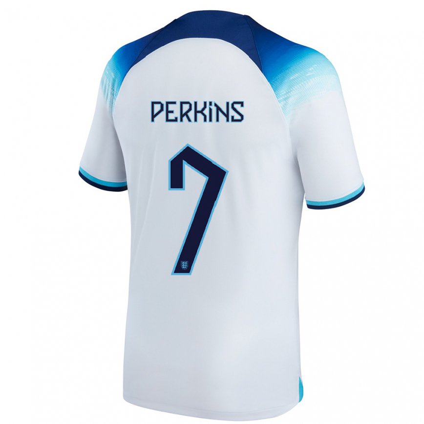 Mujer Camiseta Inglaterra Sonny Perkins #7 Blanco Azul 1ª Equipación 22-24