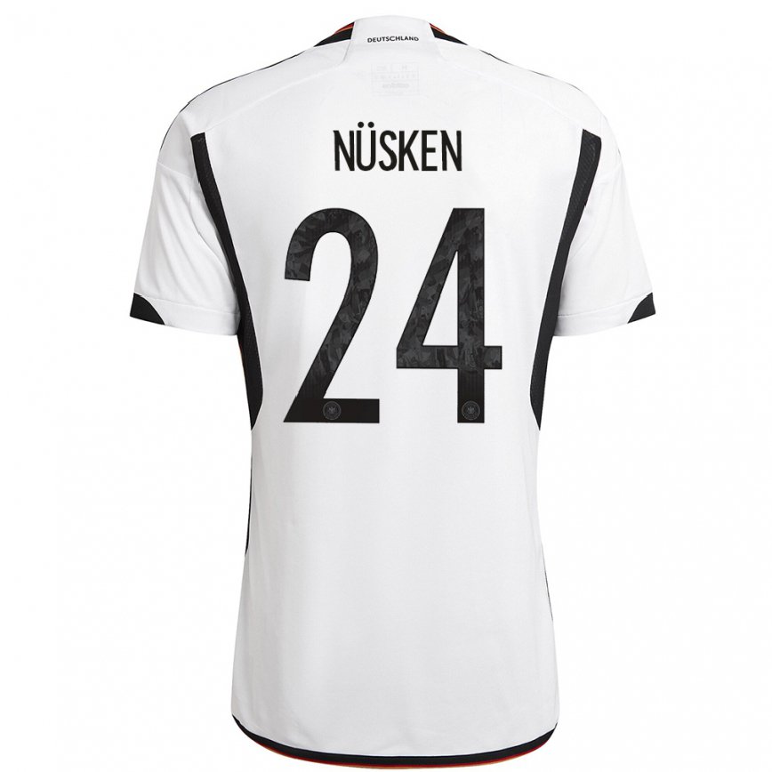 Mujer Camiseta Alemania Sjoeke Nusken #24 Blanco Negro 1ª Equipación 22-24