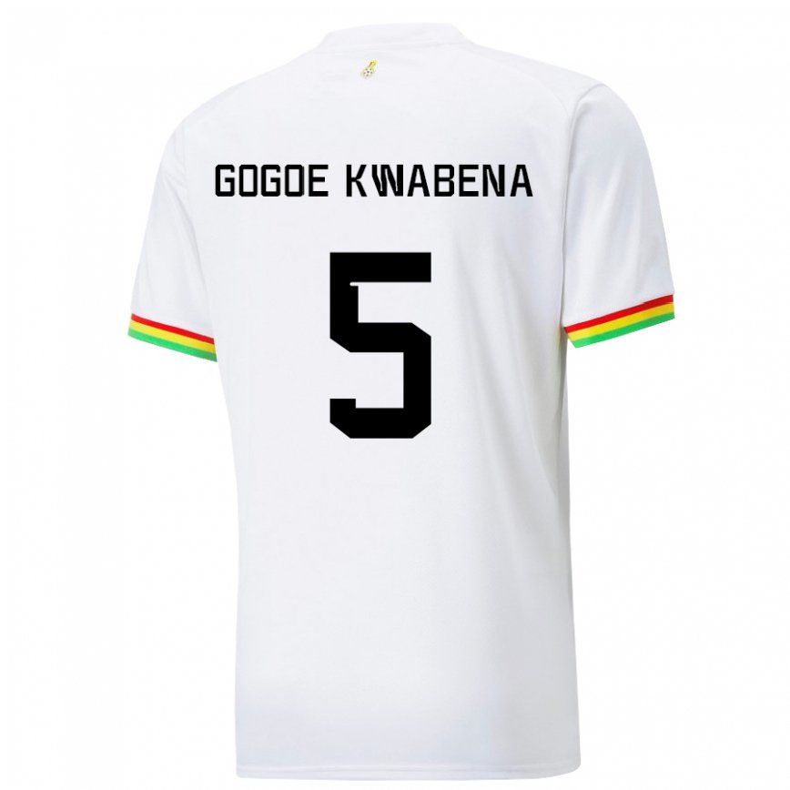 Mujer Camiseta Ghana Boahen Gogoe Kwabena #5 Blanco 1ª Equipación 22-24