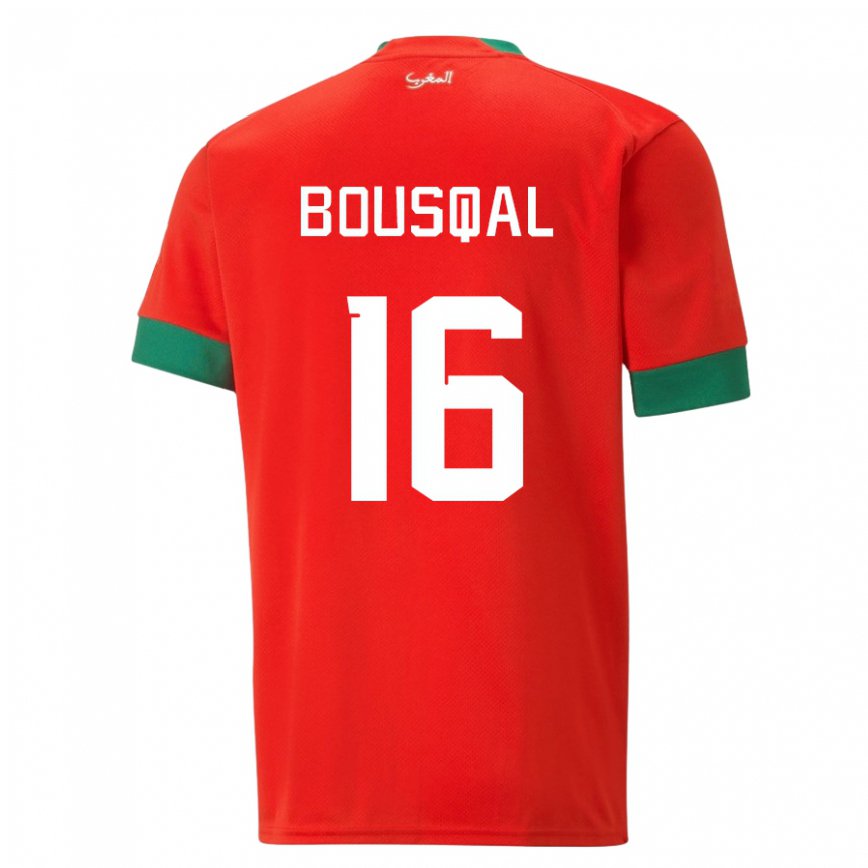 Mujer Camiseta Marruecos Hamza Bousqal #16 Rojo 1ª Equipación 22-24