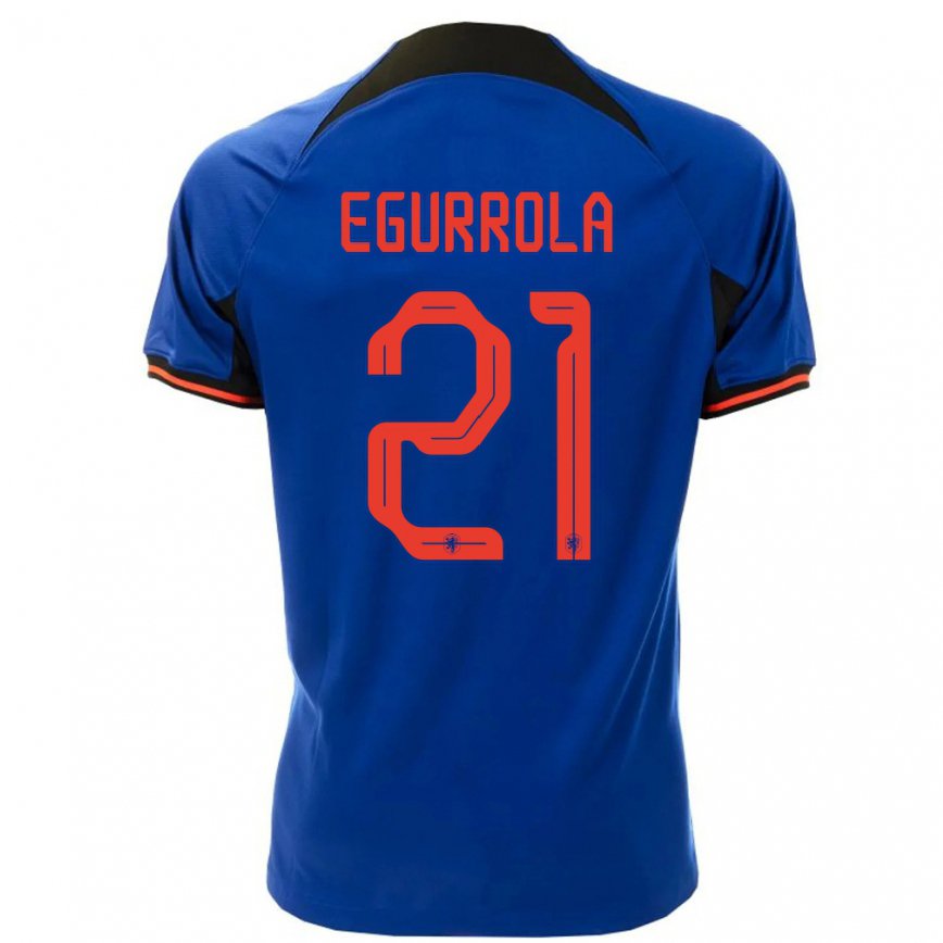 Mujer Camiseta Países Bajos Damaris Egurrola #21 Azul Real 2ª Equipación 22-24