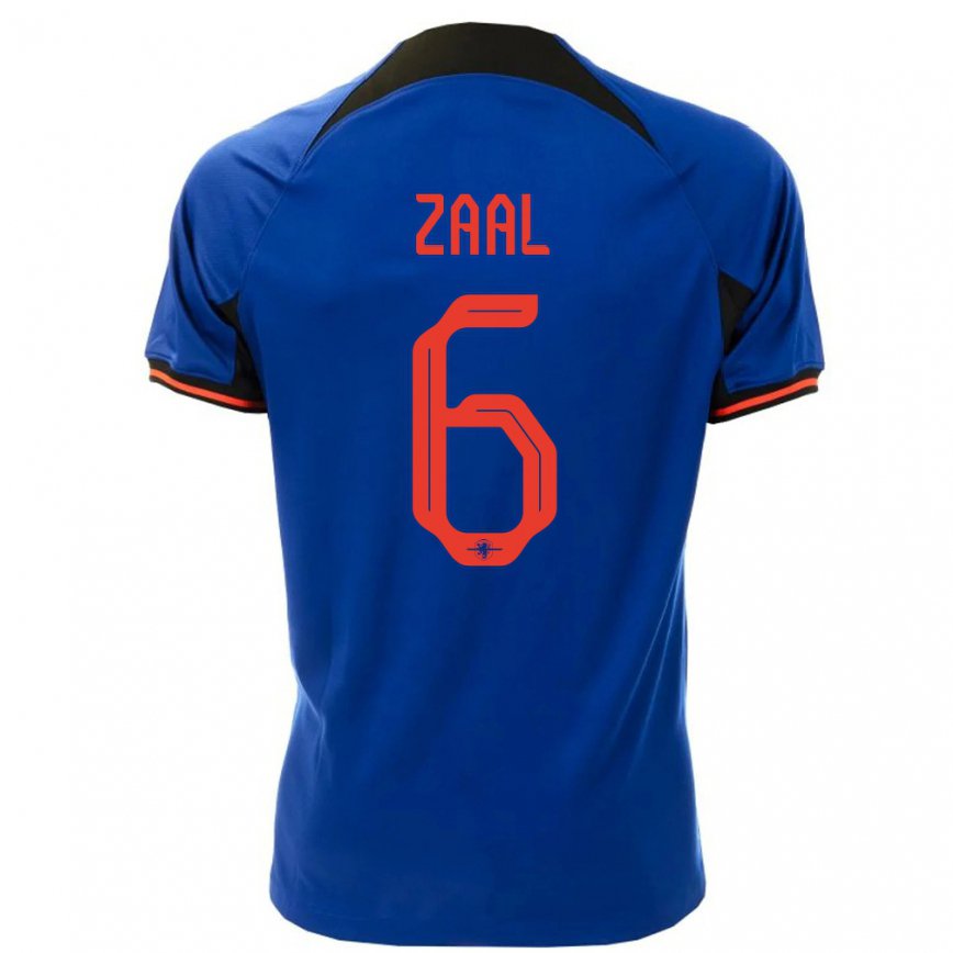 Mujer Camiseta Países Bajos Timo Zaal #6 Azul Real 2ª Equipación 22-24