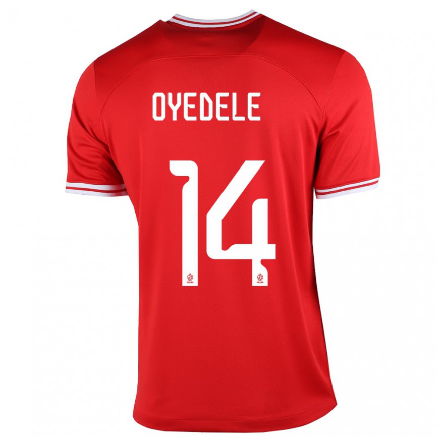 Mujer Camiseta Polonia Maximillian Oyedele #14 Rojo 2ª Equipación 22-24