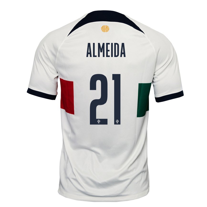 Mujer Camiseta Portugal Andre Almeida #21 Blanco 2ª Equipación 22-24