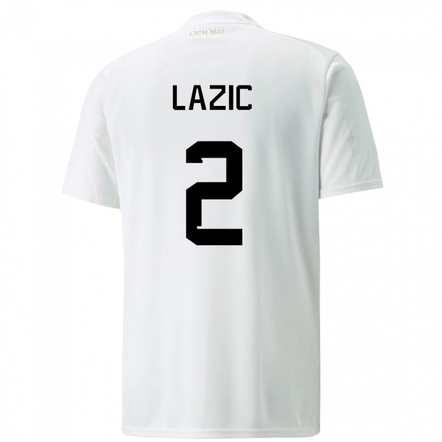 Mujer Camiseta Serbia Uros Lazic #2 Blanco 2ª Equipación 22-24
