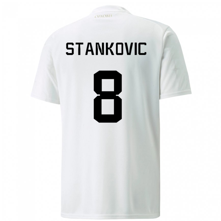 Mujer Camiseta Serbia Nikola Stankovic #8 Blanco 2ª Equipación 22-24