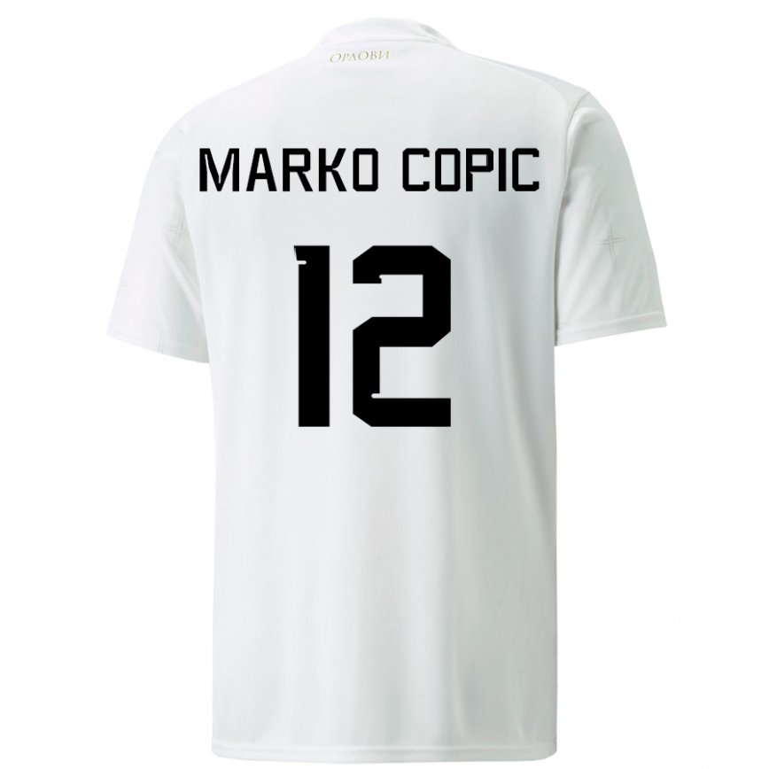 Mujer Camiseta Serbia Marko Copic #12 Blanco 2ª Equipación 22-24