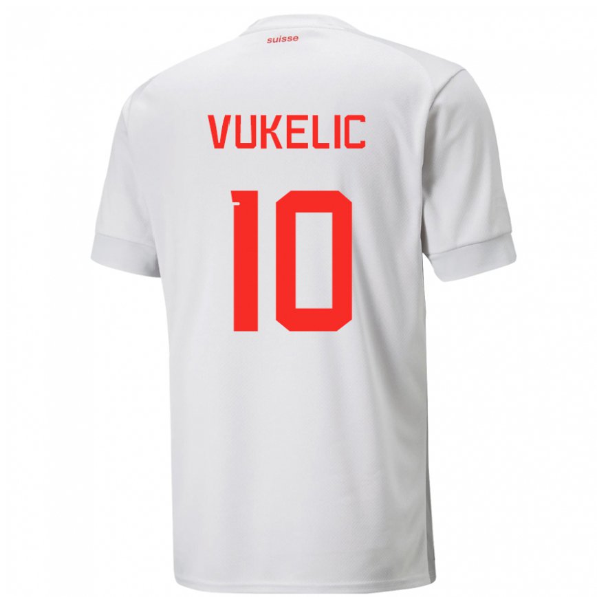 Mujer Camiseta Suiza Mile Vukelic #10 Blanco 2ª Equipación 22-24