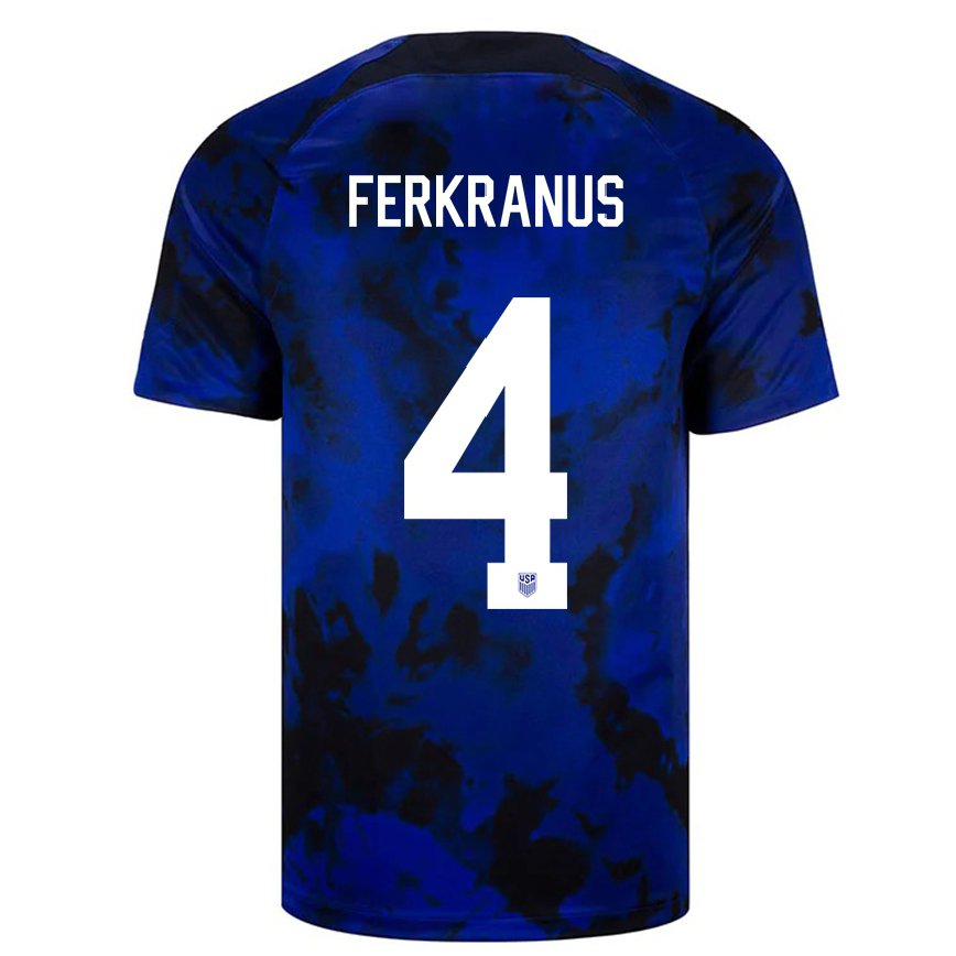 Mujer Camiseta Estados Unidos Marcus Ferkranus #4 Azul Real 2ª Equipación 22-24