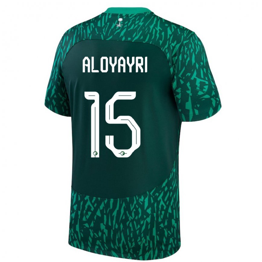 Mujer Camiseta Arabia Saudita Abdulmalik Aloyayri #15 Verde Oscuro 2ª Equipación 22-24