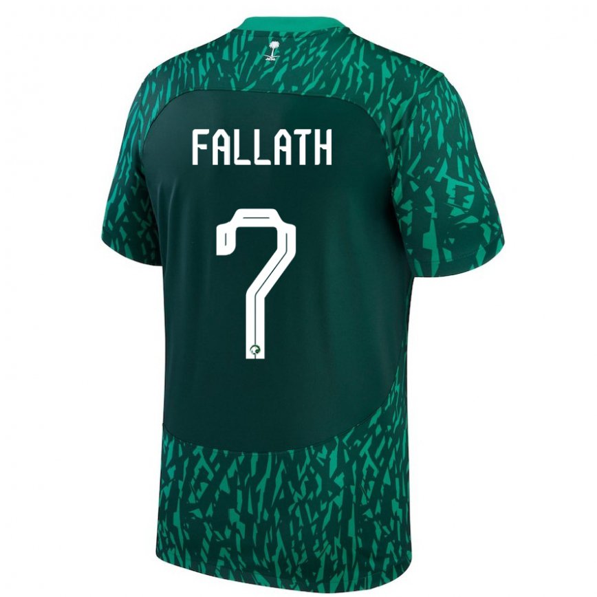 Mujer Camiseta Arabia Saudita Fahad Fallath #7 Verde Oscuro 2ª Equipación 22-24