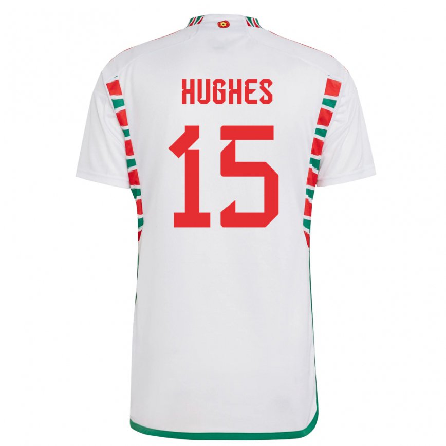 Mujer Camiseta Gales Elise Hughes #15 Blanco 2ª Equipación 22-24