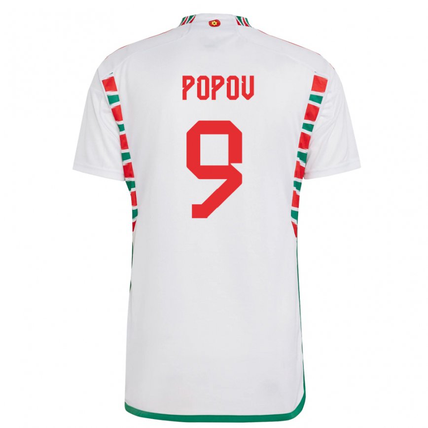 Mujer Camiseta Gales Christopher Popov #9 Blanco 2ª Equipación 22-24