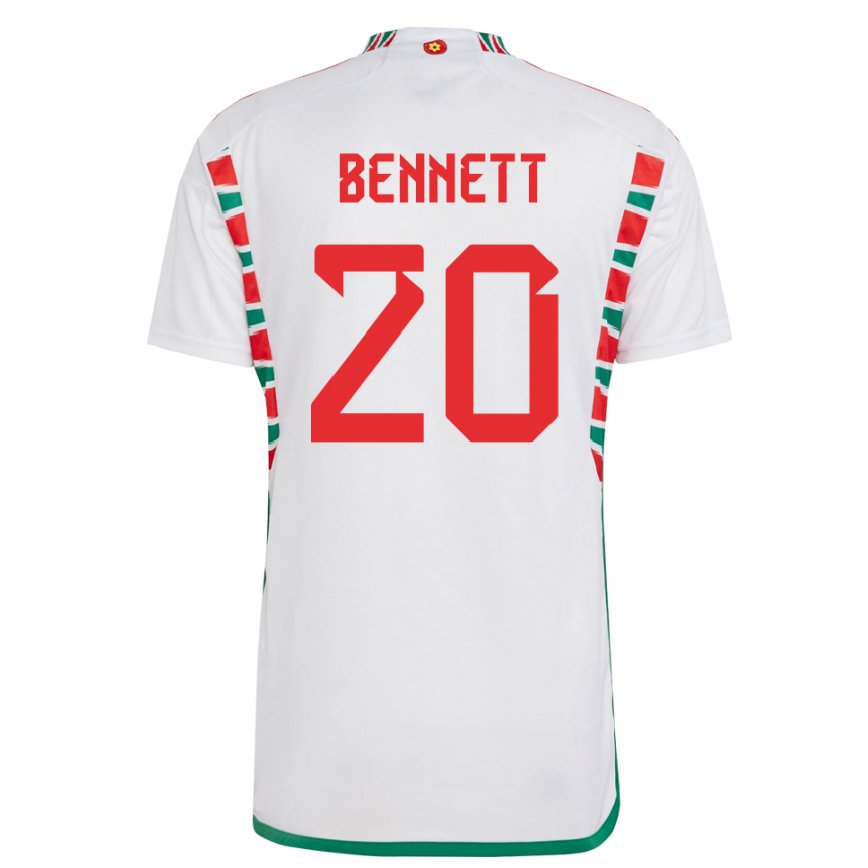 Mujer Camiseta Gales Aaron Bennett #20 Blanco 2ª Equipación 22-24