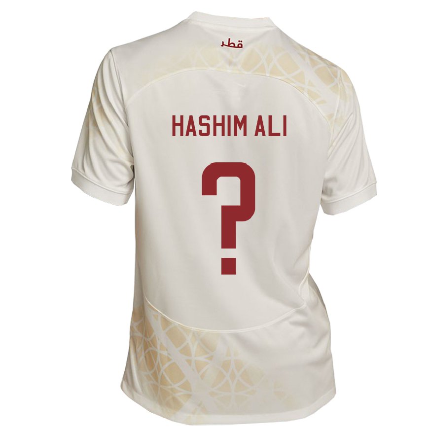 Mujer Camiseta Catar Hashim Ali #0 Beis Dorado 2ª Equipación 22-24