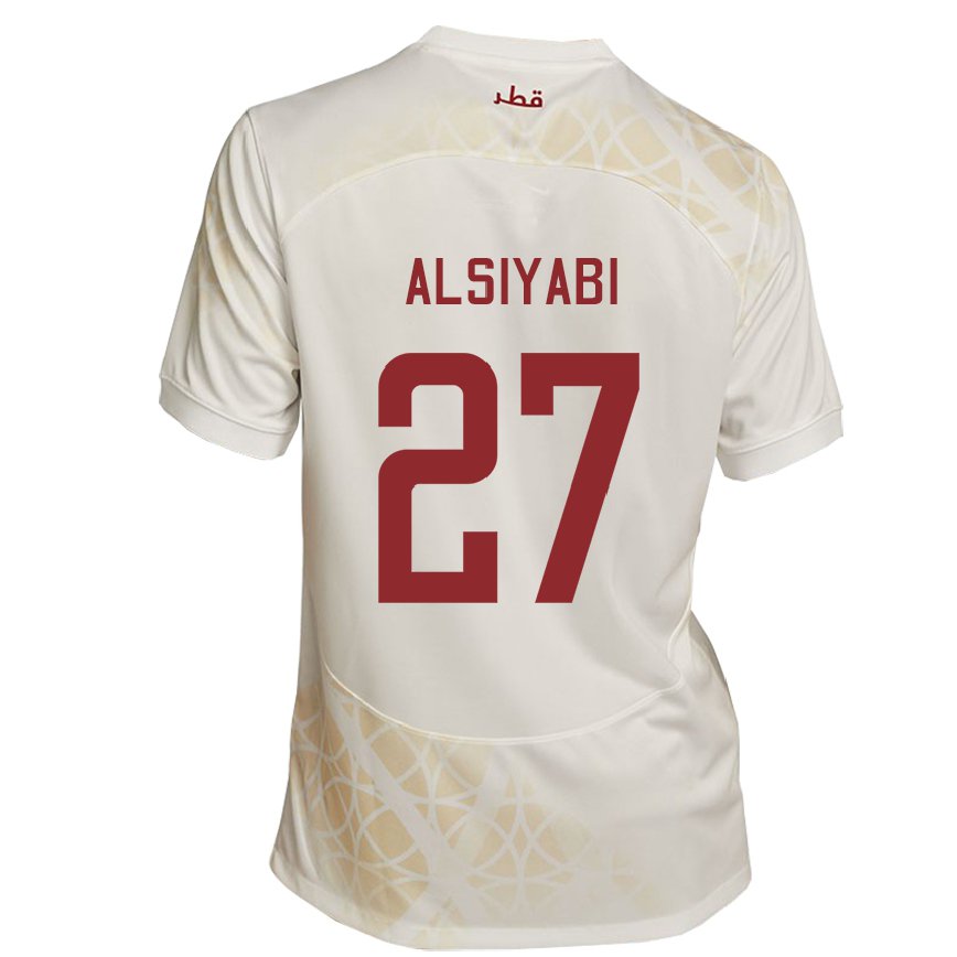 Mujer Camiseta Catar Nasra Alsiyabi #27 Beis Dorado 2ª Equipación 22-24