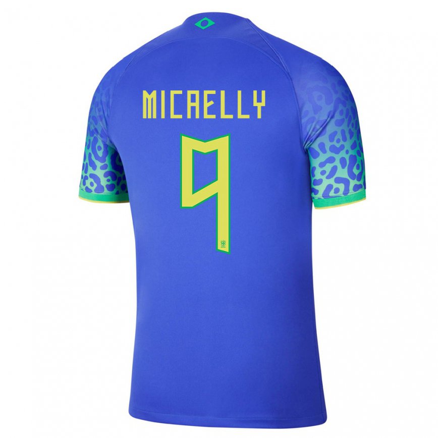 Mujer Camiseta Brasil Micaelly #9 Azul 2ª Equipación 22-24